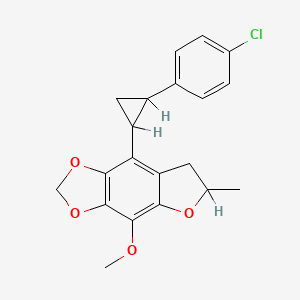 molecular formula C20H19ClO4 B15428473 Furo(2,3-f)-1,3-benzodioxole, 8-(2-(4-chlorophenyl)cyclopropyl)-6,7-dihydro-4-methoxy-6-methyl- CAS No. 94358-56-2