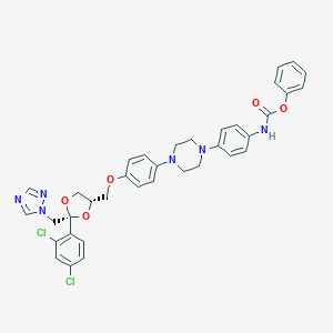 molecular formula C36H34Cl2N6O5 B154285 Phenyl N-[4-[4-[4-[[(2R,4S)-2-(2,4-dichlorophenyl)-2-(1,2,4-triazol-1-ylmethyl)-1,3-dioxolan-4-yl]methoxy]phenyl]piperazin-1-yl]phenyl]carbamate CAS No. 89848-11-3