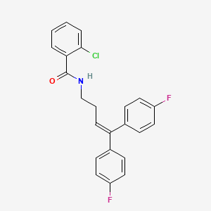 molecular formula C23H18ClF2NO B15429260 N-[4,4-Bis(4-fluorophenyl)but-3-en-1-yl]-2-chlorobenzamide CAS No. 90276-66-7