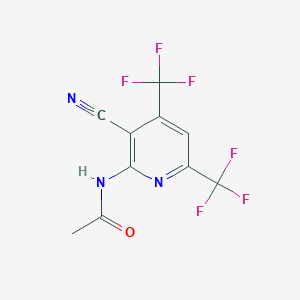 molecular formula C10H5F6N3O B15429862 N-[3-Cyano-4,6-bis(trifluoromethyl)pyridin-2-yl]acetamide CAS No. 89990-40-9