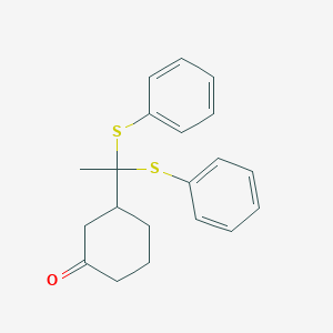 molecular formula C20H22OS2 B15430692 3-[1,1-Bis(phenylsulfanyl)ethyl]cyclohexan-1-one CAS No. 89969-02-8