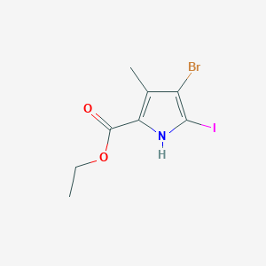 molecular formula C8H9BrINO2 B15430753 Ethyl 4-bromo-5-iodo-3-methyl-1H-pyrrole-2-carboxylate CAS No. 89909-61-5