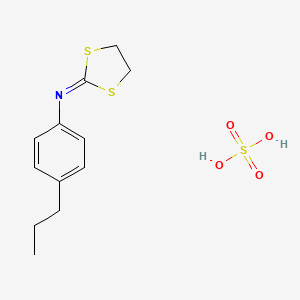 molecular formula C12H17NO4S3 B15431033 N-(4-propylphenyl)-1,3-dithiolan-2-imine;sulfuric acid CAS No. 89388-42-1