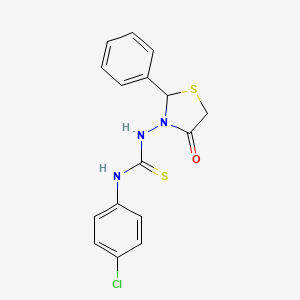 molecular formula C16H14ClN3OS2 B15431219 N-(4-Chlorophenyl)-N'-(4-oxo-2-phenyl-1,3-thiazolidin-3-yl)thiourea CAS No. 89405-79-8