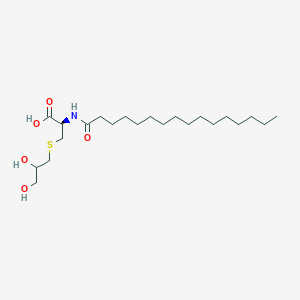molecular formula C22H43NO5S B15431428 L-Cysteine, S-(2,3-dihydroxypropyl)-N-(1-oxohexadecyl)- CAS No. 88034-78-0