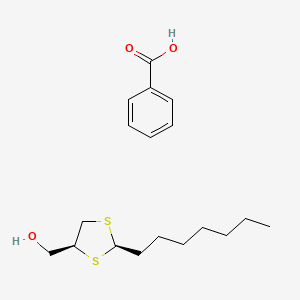 molecular formula C18H28O3S2 B15432865 benzoic acid;[(2R,4S)-2-heptyl-1,3-dithiolan-4-yl]methanol CAS No. 88101-68-2