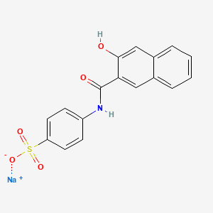 molecular formula C17H12NNaO5S B15433138 Benzenesulfonic acid, 4-(((3-hydroxy-2-naphthalenyl)carbonyl)amino)-, labeled with carbon-14, monosodium salt CAS No. 86349-52-2