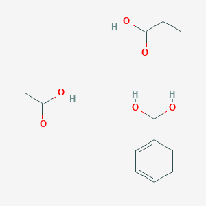 molecular formula C12H18O6 B15434324 Acetic acid;phenylmethanediol;propanoic acid CAS No. 85337-11-7