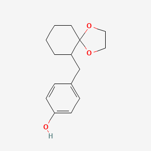 molecular formula C15H20O3 B15435985 4-[(1,4-Dioxaspiro[4.5]decan-6-yl)methyl]phenol CAS No. 80826-41-1