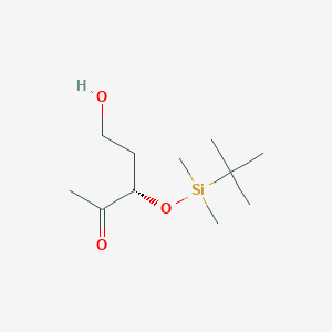 molecular formula C11H24O3Si B015436 (-)-(3S)-3-{[tert-Butyl(dimethyl)silyl]oxy}-5-hydroxypentan-2-one CAS No. 218615-21-5
