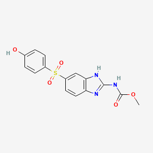 molecular formula C15H13N3O5S B15436313 Carbamic acid, (5-((4-hydroxyphenyl)sulfonyl)-1H-benzimidazol-2-yl)-, methyl ester CAS No. 83101-93-3