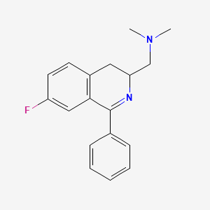 molecular formula C18H19FN2 B15436349 N,N-Dimethyl-7-fluoro-1-phenyl-3,4-dihydro-3-isoquinolinemethanamine CAS No. 83658-14-4
