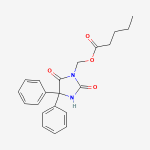 molecular formula C21H22N2O4 B15436417 Pentanoic acid, (2,5-dioxo-4,4-diphenyl-1-imidazolidinyl)methyl ester CAS No. 85901-34-4