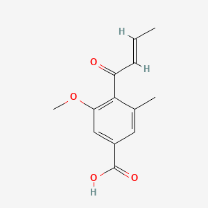 molecular formula C13H14O4 B15436742 Benzoic acid, 3-methoxy-5-methyl-4-(1-oxo-2-butenyl)- CAS No. 79214-49-6