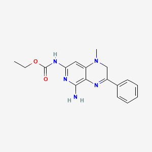 molecular formula C17H19N5O2 B15436851 Carbamic acid, (5-amino-1,2-dihydro-1-methyl-3-phenylpyrido(3,4-b)pyrazin-7-yl)-, ethyl ester CAS No. 83269-12-9