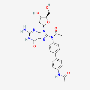 molecular formula C26H27N7O6 B15437170 Guanosine, 8-(acetyl(4'-(acetylamino)(1,1'-biphenyl)-4-yl)amino)-2'-deoxy- CAS No. 82682-90-4