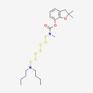 molecular formula C20H32N2O3S7 B15437405 Carbamic acid, ((dibutylamino)heptathio)methyl-, 2,3-dihydro-2,2-dimethyl-7-benzofuranyl ester CAS No. 79438-73-6