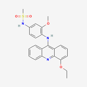 molecular formula C23H23N3O4S B15437427 Methanesulfonanilide, 4'-((4-ethoxy-9-acridinyl)amino)-3'-methoxy- CAS No. 76708-49-1