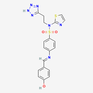 molecular formula C19H17N7O3S2 B15438024 Benzenesulfonamide, 4-(((4-hydroxyphenyl)methylene)amino)-N-(2-(1H-tetrazol-5-yl)ethyl)-N-2-thiazolyl- CAS No. 78311-67-8