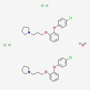 molecular formula C38H48Cl4N2O5 B15438362 Pyrrolidine, 1-(3-(o-(p-chlorophenoxy)phenoxy)propyl)-, hydrochloride, hemihydrate CAS No. 74039-45-5