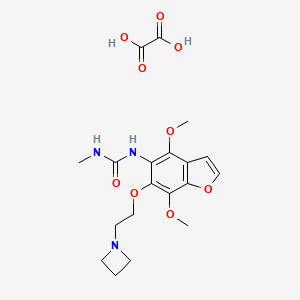 molecular formula C19H25N3O9 B15438590 N-(4,7-Dimethoxy-6-(2-(1-azetidinyl)ethoxy)-5-benzofuranyl)-N'-methylurea oxalate hydrate CAS No. 75883-59-9