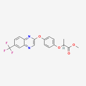 molecular formula C19H15F3N2O4 B15438720 Propanoic acid, 2-(4-((6-(trifluoromethyl)-2-quinoxalinyl)oxy)phenoxy)-, methyl ester CAS No. 79458-21-2