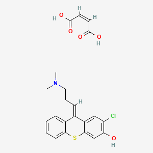 molecular formula C22H22ClNO5S B15438726 (E)-2-Chloro-3-hydroxy-9-(3-dimethylaminopropylidene)thioxanthene hydrogen maleate CAS No. 77602-69-8