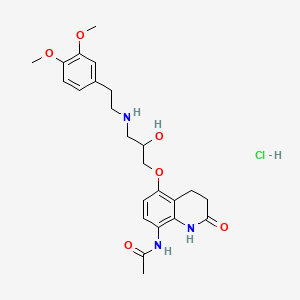 molecular formula C24H32ClN3O6 B15439325 Acetamide, N-(5-(3-((2-(3,4-dimethoxyphenyl)ethyl)amino)-2-hydroxypropoxy)-1,2,3,4-tetrahydro-2-oxo-8-quinolinyl)-, monohydrochloride CAS No. 76211-86-4