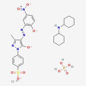 molecular formula C28H36CrN6O11PS B15439355 chromium(3+);N-cyclohexylcyclohexanamine;4-[3-methyl-4-[(5-nitro-2-oxidophenyl)diazenyl]-5-oxidopyrazol-1-yl]benzenesulfonate;phosphoric acid CAS No. 75601-78-4