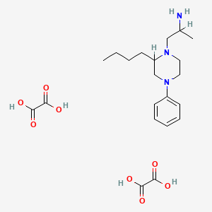 molecular formula C21H33N3O8 B15439639 N-(1-Methyl-2-(4-n-butylpiperazino)ethyl)aniline dioxalate hemihydrate CAS No. 77562-88-0