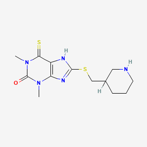 molecular formula C13H19N5OS2 B15439674 Theophylline, 8-(3-piperidylmethyl)thio-6-thio- CAS No. 73908-83-5