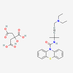 molecular formula C29H35N3O8S B15439851 Phenothiazine-10-carboxamide, N-(4-(diethylamino)-1,1-dimethyl-2-butynyl)-, citrate CAS No. 74240-94-1