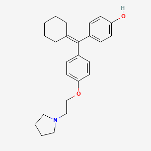 molecular formula C25H31NO2 B15439980 4-(Cyclohexylidene{4-[2-(pyrrolidin-1-yl)ethoxy]phenyl}methyl)phenol CAS No. 78994-32-8