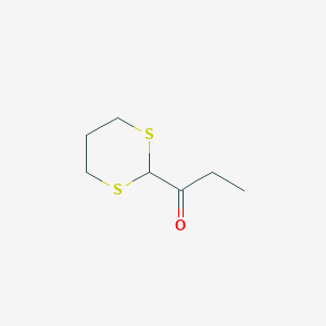 molecular formula C7H12OS2 B15440720 1-Propanone, 1-(1,3-dithian-2-yl)- CAS No. 73119-29-6