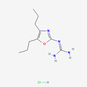 molecular formula C10H19ClN4O B15440745 Guanidine, (4,5-dipropyl-2-oxazolyl)-, monohydrochloride CAS No. 74550-96-2