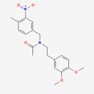 molecular formula C20H24N2O5 B15440813 Acetamide, N-(2-(3,4-dimethoxyphenyl)ethyl)-N-((4-methyl-3-nitrophenyl)methyl)-, hydrate CAS No. 74101-71-6