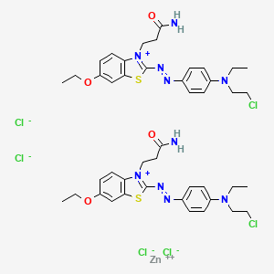 molecular formula C44H54Cl6N10O4S2Zn B15441042 zinc;3-[2-[[4-[2-chloroethyl(ethyl)amino]phenyl]diazenyl]-6-ethoxy-1,3-benzothiazol-3-ium-3-yl]propanamide;tetrachloride CAS No. 72245-63-7