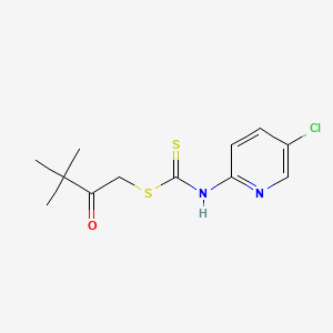 molecular formula C12H15ClN2OS2 B15441072 Carbamodithioic acid, (5-chloro-2-pyridinyl)-, 3,3-dimethyl-2-oxobutyl ester CAS No. 73652-47-8