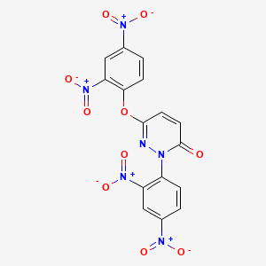 molecular formula C16H8N6O10 B15441103 6-(2,4-Bis(hydroxy(oxido)amino)phenoxy)-2-(2,4-bis(hydroxy(oxido)amino)phenyl)-3(2H)-pyridazinone CAS No. 67417-17-8