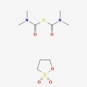 molecular formula C9H18N2O5S2 B15441301 S-(dimethylcarbamoyl) N,N-dimethylcarbamothioate;oxathiolane 2,2-dioxide 