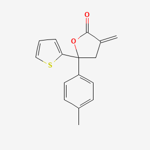 molecular formula C16H14O2S B15441558 3-Methylidene-5-(4-methylphenyl)-5-(thiophen-2-yl)oxolan-2-one CAS No. 71742-01-3