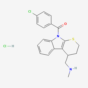 molecular formula C20H20Cl2N2OS B15441817 Thiopyrano(2,3-b)indole-4-methanamine, 2,3,4,9-tetrahydro-9-(4-chlorobenzoyl)-N-methyl-, monohydrochloride CAS No. 73426-06-9