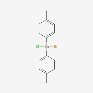 molecular formula C14H14BrClSn B15441915 Bromo(chloro)bis(4-methylphenyl)stannane CAS No. 65797-05-9