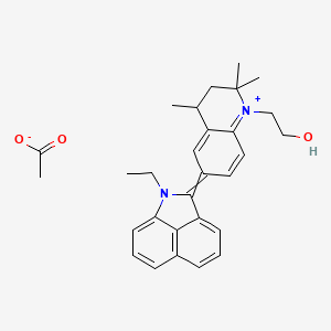 molecular formula C27H31N2O.C2H3O2<br>C29H34N2O3 B15442061 Benz[cd]indolium, 1-ethyl-2-[1,2,3,4-tetrahydro-1-(2-hydroxyethyl)-2,2,4-trimethyl-6-quinolinyl]-, acetate (salt) CAS No. 72639-27-1