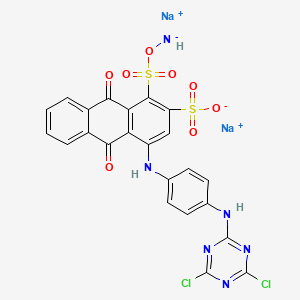 molecular formula C23H12Cl2N6Na2O8S2 B15442314 Disodium 1-amino-4-((4-((4,6-dichloro-1,3,5-triazin-2-yl)amino)phenyl)amino)-9,10-dihydro-9,10-dioxoanthracenedisulphonate CAS No. 72213-82-2