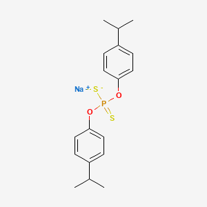 molecular formula C18H22NaO2PS2 B15442547 Phenol, 4-(1-methylethyl)-, hydrogen phosphorodithioate, sodium salt CAS No. 65573-10-6