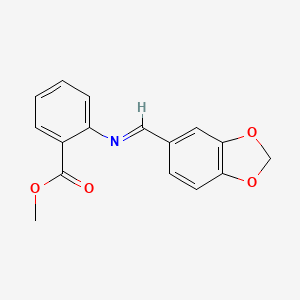 molecular formula C16H13NO4 B15442972 Benzoic acid, 2-((1,3-benzodioxol-5-ylmethylene)amino)-, methyl ester CAS No. 72939-49-2