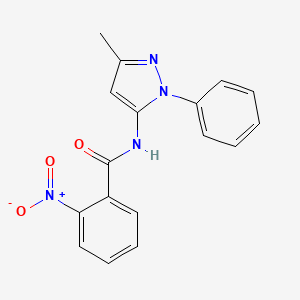 molecular formula C17H14N4O3 B15443023 Benzamide, N-(3-methyl-1-phenyl-1H-pyrazol-5-yl)-2-nitro- CAS No. 65183-07-5