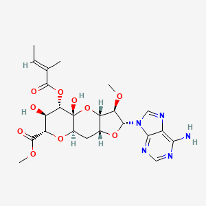 molecular formula C23H29N5O10 B15443234 methyl (1R,3S,4R,5R,7R,9R,11S,12S,13S)-5-(6-aminopurin-9-yl)-1,12-dihydroxy-4-methoxy-13-[(E)-2-methylbut-2-enoyl]oxy-2,6,10-trioxatricyclo[7.4.0.03,7]tridecane-11-carboxylate CAS No. 72283-61-5