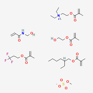 molecular formula C41H73F3N2O15S B15443572 diethyl-methyl-[2-(2-methylprop-2-enoyloxy)ethyl]azanium;2-ethylhexyl 2-methylprop-2-enoate;2-hydroxyethyl 2-methylprop-2-enoate;N-(hydroxymethyl)prop-2-enamide;methyl sulfate;3,3,3-trifluoropropyl 2-methylprop-2-enoate CAS No. 65636-35-3